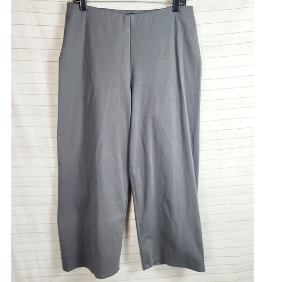 EILEEN FISHER WIDE LEG CROPPED KNIT PANTS IN GRAY, SZ MEDIUM - Picture 1 of 16